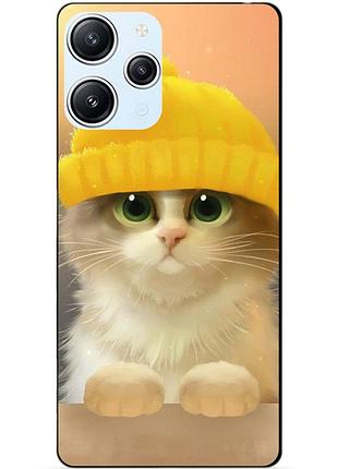 Силіконовий бампер чохол для xiaomi redmi 12 малюнок котик у шапці