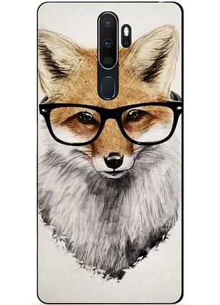 Силиконовый бампер чехол для oppo a5 2020 с рисунком лиса