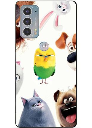 Силиконовый чехол бампер для motorola edge 20 с рисунком тайная жизнь домашних животных