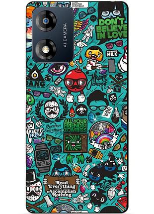 Силіконовий чохол бампер для motorola moto e13 з малюнком стикери