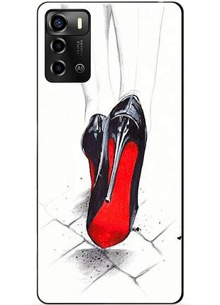 Силиконовый бампер чехол для zte blade a72 с рисунком туфли