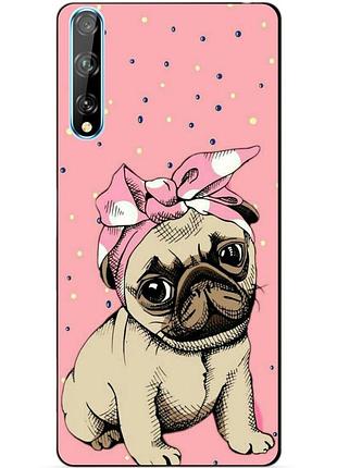 Силиконовый чехол бампер для huawei p smart s с рисунком мопс