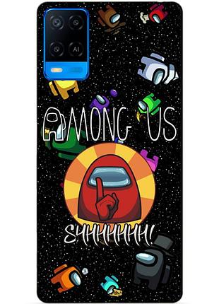 Силиконовый бампер чехол для oppo a54 с рисунком among us