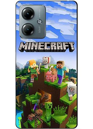 Силиконовый чехол бампер для motorola moto g14 с рисунком minecraft майнкрафт