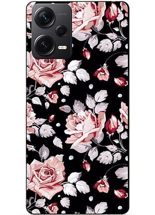 Силиконовый бампер чехол для xiaomi redmi note 12 pro plus с рисунком розы