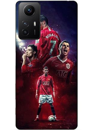 Силиконовый бампер чехол для xiaomi redmi note 12s с рисунком ronaldo mu роналдо