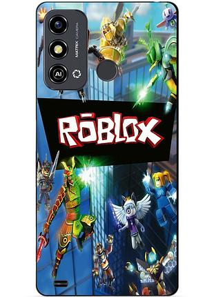 Силиконовый чехол бампер для zte blade a53 с картинкой roblox роблокс