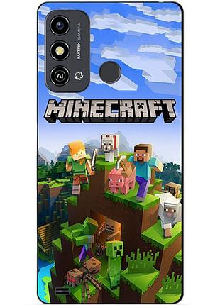 Силиконовый чехол бампер для zte blade a53 с рисунком minecraft майнкрафт