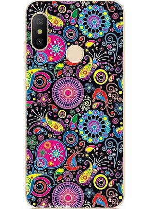 Бампер силиконовый для xiaomi redmi note 6 pro с рисунком узоры
