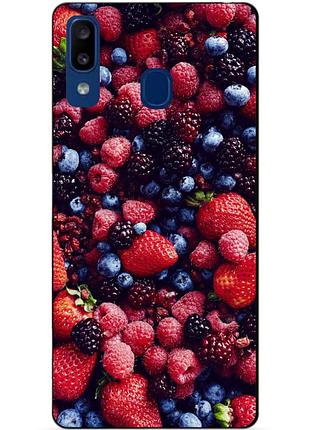 Силиконовый чехол для samsung a20 с рисунком ягоды