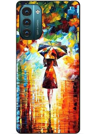 Силиконовый чехол бампер для nokia g21 с рисунком прогулка