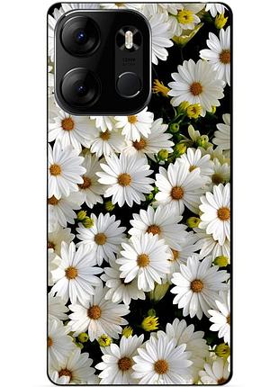 Силиконовый бампер чехол для tecno spark go 2023 с рисунком ромашки