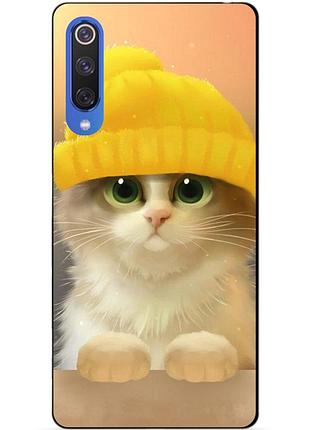 Чехол силиконовый для xiaomi mi 9 se с рисунком котик в шапке