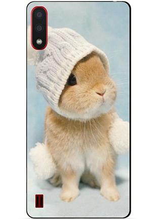 Силіконовий бампер чохол для samsung a01 galaxy a015f з малюнком зайчик