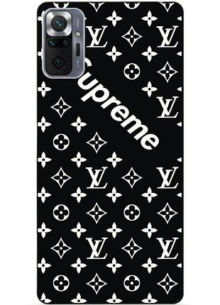 Силіконовий бампер чохол для xiaomi redmi note 10 pro з малюнком supreme lv