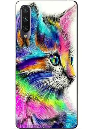 Бампер силіконовий чохол для xiaomi mi a3 з малюнком акварельний котик