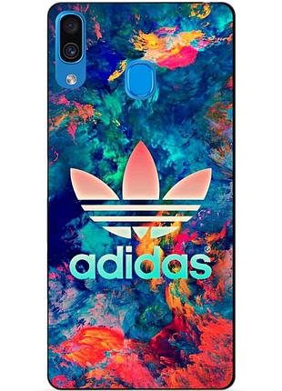 Силиконовый бампер чехол для samsung a30 2019 galaxy a305f с рисунком адидас