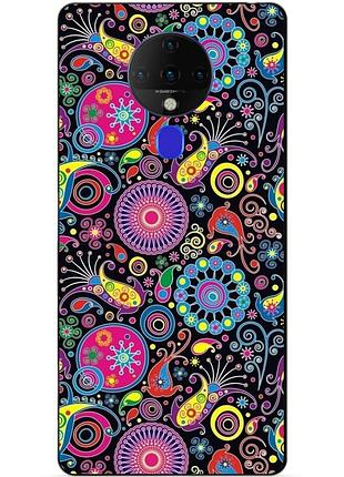 Силиконовый бампер чехол для tecno spark 6 с рисунком восточные узоры