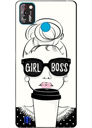 Силиконовый бампер чехол для tecno pop 4 pro с рисунком girl boss