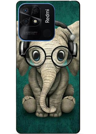 Силиконовый бампер чехол для xiaomi redmi 10c с рисунком слоник