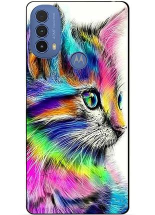 Силіконовий чохол бампер для motorola moto e20 з малюнком акварельний кіт