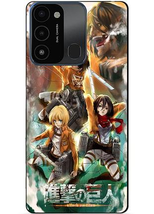 Силиконовый бампер чехол для tecno spark go 2022/spark 8c с рисунком атака на титанов