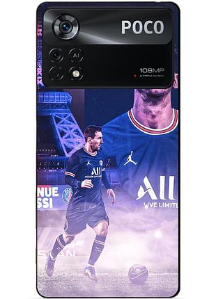 Силиконовый бампер чехол для xiaomi poco x4 pro 5g с рисунком messi psg