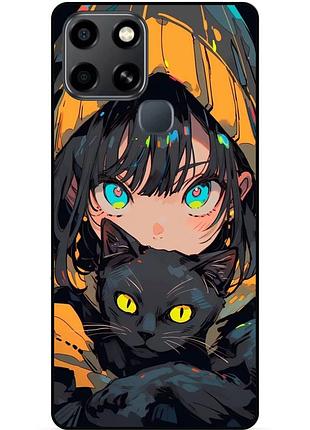 Силіконовий бампер чохол для infinix smart 6 з малюнком котик аніме