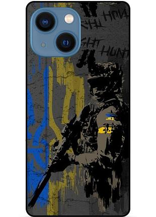 Чехол силиконовый бампер для iphone 13 mini с рисунком зсу украина night hunter