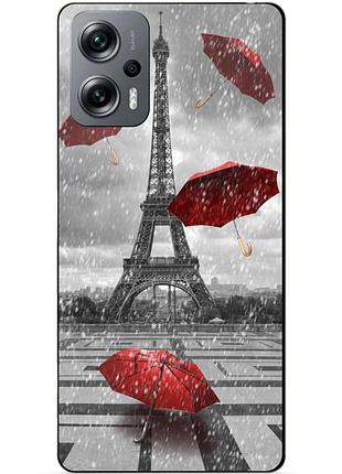 Силиконовый бампер чехол для xiaomi poco x4 gt с рисунком дождь в париже