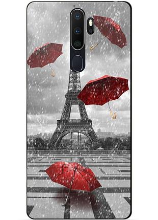Силіконовий бампер чохол для oppo a5 2020 з малюнком дощ у парижі
