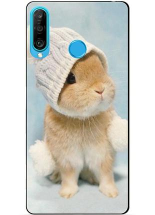 Силіконовий бампер чохол для huawei p30 lite з малюнком зайчик в шапочці