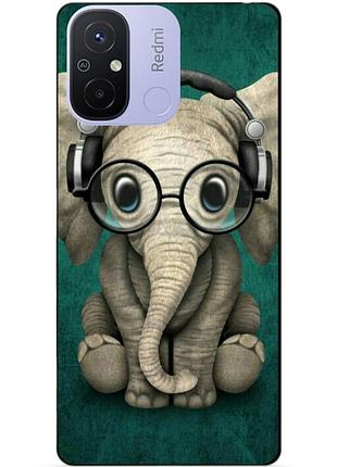Силиконовый бампер чехол для xiaomi redmi 12c с рисунком слоник