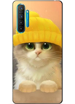 Силиконовый чехол бампер для realme x2 с рисунком котик в шапке