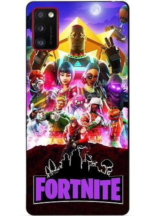 Силиконовый бампер чехол для samsung a41 galaxy a415f с рисунком fortnite