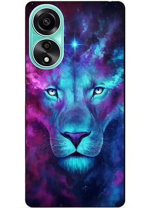 Силиконовый чехол бампер для oppo a78 с рисунком космический лев