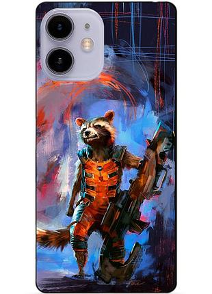 Силиконовый чехол бампер для iphone 11 с рисунком енот ракета стражи галактики