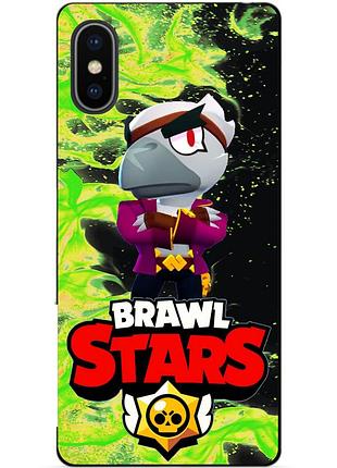 Силиконовый чехол бампер для iphone x 10 с героем бравл белый ворон