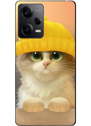 Силиконовый чехол бампер для xiaomi redmi note 12 pro 5g с рисунком котик в шапке