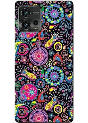 Силиконовый чехол бампер для motorola moto g72 с рисунком восточные узоры