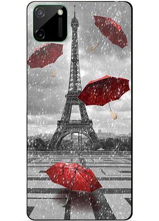 Силиконовый чехол бампер для realme c11 с рисунком дождь в париже