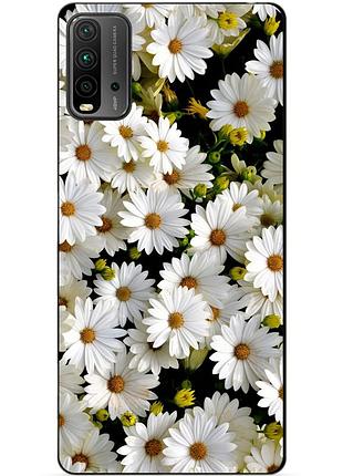 Силиконовый бампер чехол для xiaomi redmi 9t с рисунком ромашки