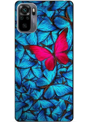 Силиконовый бампер чехол для xiaomi redmi note 10s / note 10 с рисунком мотыльки