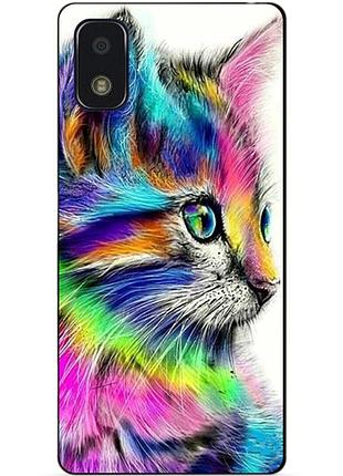 Силиконовый чехол бампер для zte blade l210 с рисунком акварельный кот
