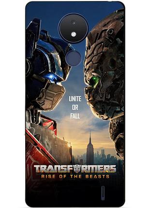 Силиконовый чехол бампер для nokia c21 с рисунком звероботы трансформеры transformers