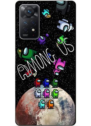 Силиконовий бампер чехол для xiaomi redmi note 11 pro з рисунком амонг ас