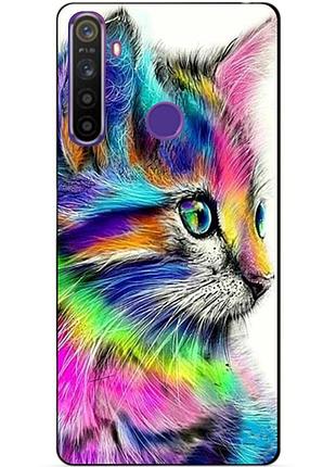 Силіконовий чохол бампер для realme 5 з малюнком акварельний кіт