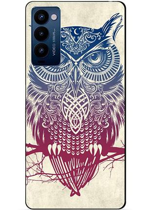 Силиконовий бампер чехол для tecno camon 18p з картинкою сова