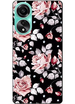 Силиконовый чехол бампер для oppo a78 с рисунком розы цветы
