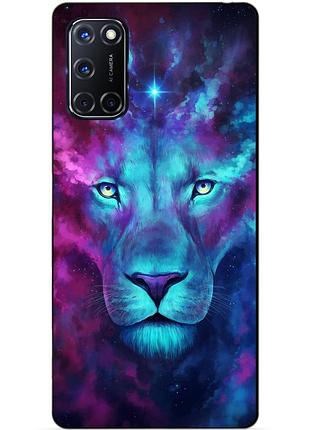 Силиконовый бампер чехол для oppo a52 с рисунком космический лев